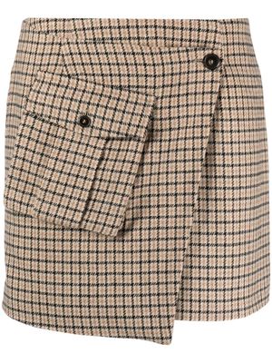 birgitte herskind wrap-design checked miniskirt - Brown