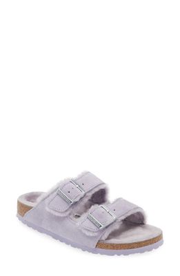 Birkenstock Arizona Genuine Shearling Lined Slide Sandal in Faded Purple