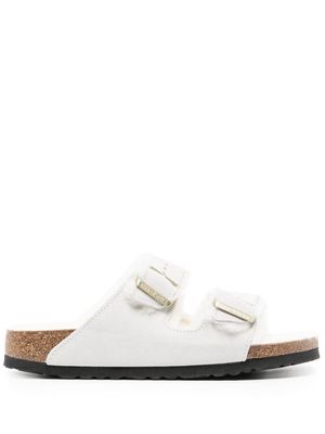 Birkenstock Arizona shearling-lined leather sandals - White