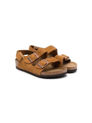 Birkenstock Kids double-strap suede sandals - Brown