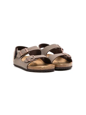 Birkenstock Kids leather flat sandals - Brown