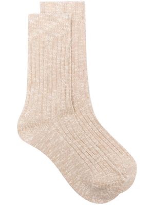 Birkenstock logo-embossed ribbed-knit socks - Neutrals