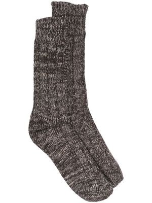 Birkenstock logo-patch knitted socks - Brown