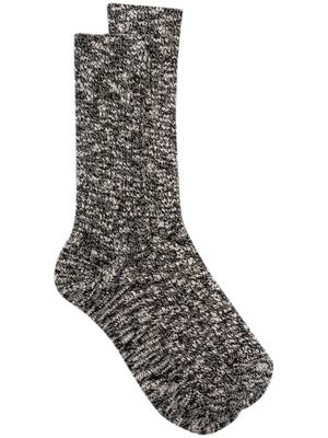 Birkenstock logo-patch ribbed-knit mélange socks - Black