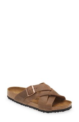 Birkenstock Lugano Slide Sandal in Tobacco