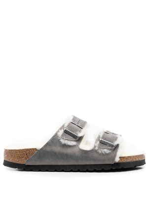 Birkenstock shearling-lined double-strap sandals - Grey