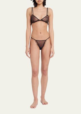 Bisou Embroidered Tulle G-String