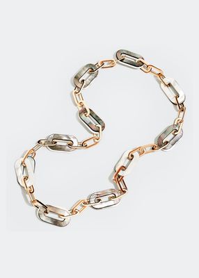 Bisquit Pink Gold White and Grey Mother-of-Pearl Chain Necklace
