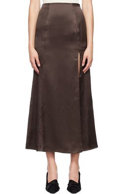 BITE Brown Organic Silk Maxi Skirt