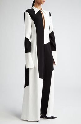 BITE Studios Colorblock Long Sleeve Maxi Dress in Black White