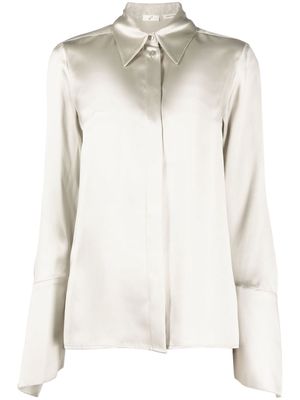 BITE Studios pointed collar silk blouse - Silver