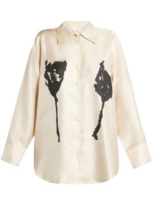 BITE Studios rose-print silk-satin shirt - Neutrals