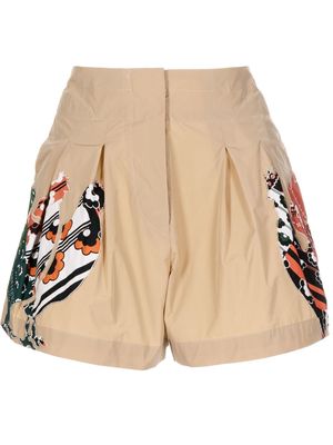 Biyan appliqué-detail high-waisted shorts - Brown