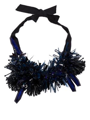 Biyan bead-embellished grosgrain-band necklace - Blue