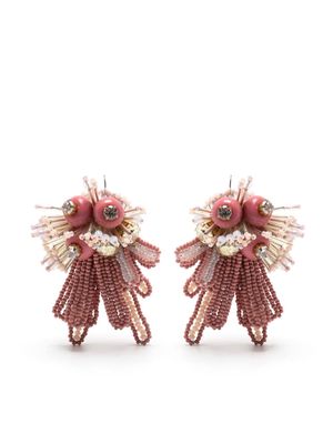 Biyan beaded tassel earrings - Pink