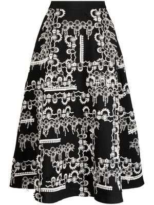 Biyan embroidered-design high-waist skirt - Black