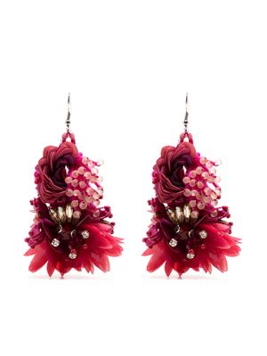 Biyan floral-detail drop earrings - Pink
