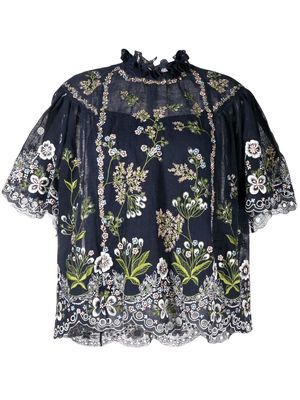 Biyan floral embroidered blouse - Blue
