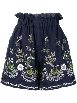 Biyan floral embroidered shorts - Blue
