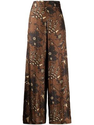 Biyan floral-print silk palazzo pants - Brown