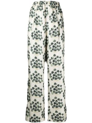 Biyan floral wide-leg trousers - Green