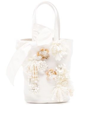 Biyan flower-detailing tote bag - White