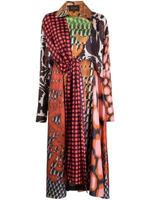 Biyan graphic-print tied-waist midi dress - Multicolour