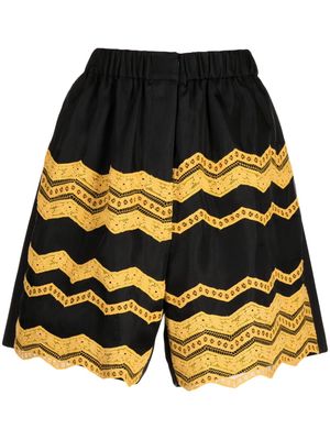 Biyan lace-detailing cotton-blend shorts - Yellow