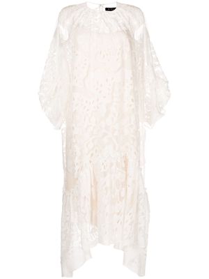 Biyan layered floral-lace asymmetric dress - White