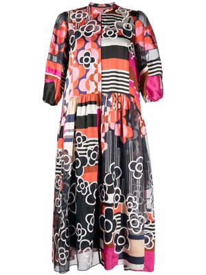 Biyan mix-print satin midi dress - Multicolour