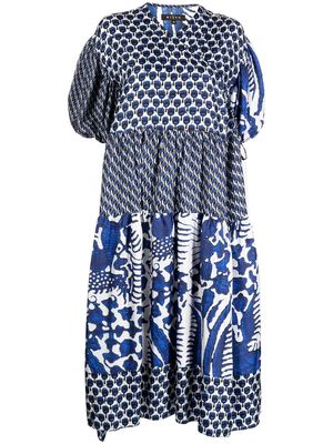 Biyan panelled graphic-print dress - Blue
