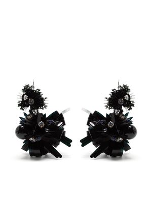 Biyan tonal-design fringe-detail earrings - Black