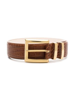 Black & Brown crocodile-effect leather belt