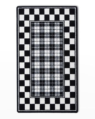 Black & White Tartan Rug, 2' x 4'