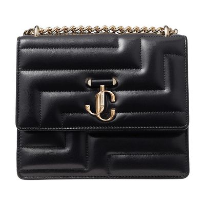 Black Avenue Nappa Leather Bag with Light Gold JC Emblem