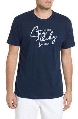 Black Clover Stay Lucky Cotton Blend Graphic Tee in Navy