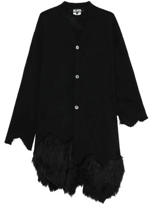 Black Comme Des Garçons asymmetric faux-fur panel cardigan