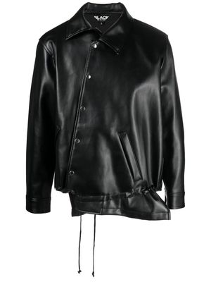 Black Comme Des Garçons asymmetric-hem artificial leather jacket