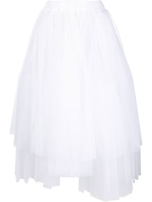 Black Comme Des Garçons asymmetrical tulle-layered midi skirt - White
