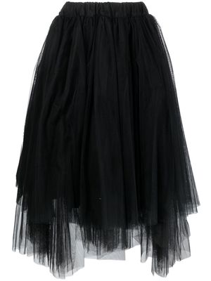Black Comme Des Garçons asymmetrical tulle-layered midi skirt