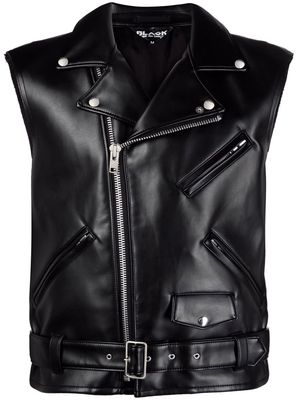 Black Comme Des Garçons belted sleeveless biker jacket