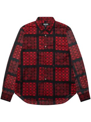 Black Comme Des Garçons check-print long-sleeve shirt - Red