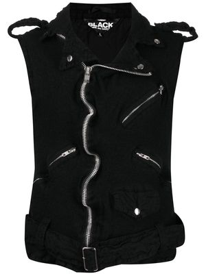 Black Comme Des Garçons chunky-knit biker vest