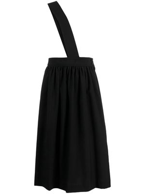 Black Comme Des Garçons crossover-strap wool midi skirt