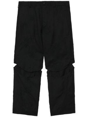 Black Comme Des Garçons cut-out cropped wool trousers