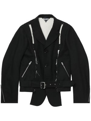 Black Comme Des Garçons cut-out detailed biker jacket