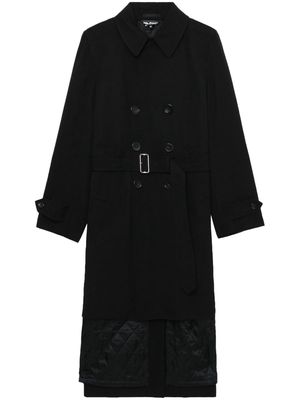 Black Comme Des Garçons double-breasted layered wool coat