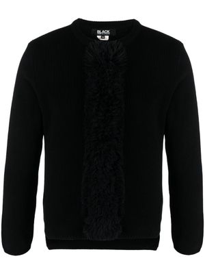 Black Comme Des Garçons faux-fur detail ribbed jumper
