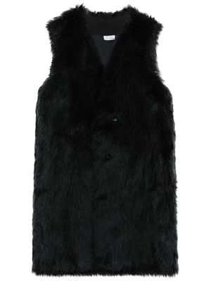 Black Comme Des Garçons faux-fur sleeveles coat