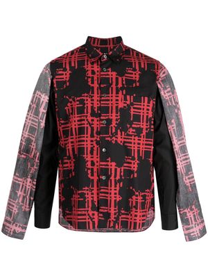 Black Comme Des Garçons graphic-print cotton shirt - Red